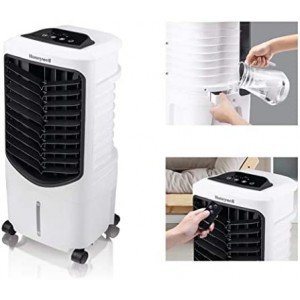 Honeywell 200 CFM Compact Spot Fan & Humidifier, Indoor Portable Evaporative Air Cooler, (White)