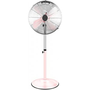 16 Inch High Velocity Stand Fan, Adjustable Heights, 75°Oscillating, Low Noise, Quality Made Fan with 3 Settings Speeds, Heavy Duty Metal for Industrial, Commercial, Residential, Color: Pink