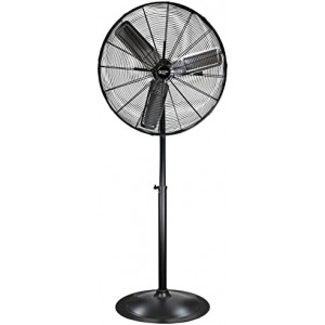 Comfort Zone CZHVP30 30” High-Velocity 3-Speed Industrial Pedestal Fan with Aluminum Blades and Adjustable Height, Black