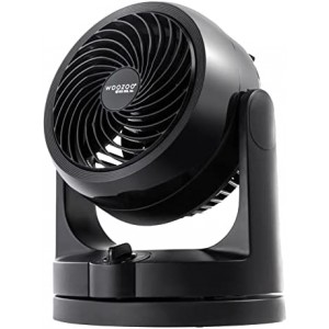 IRIS USA WOOZOO Oscillating Fan, Vortex Fan, Air Circulator, Desk Fan, Portable Fan, 3 Speed Settings, 6 Tilting Head Settings, 52ft Max Air Distance, Medium, Black
