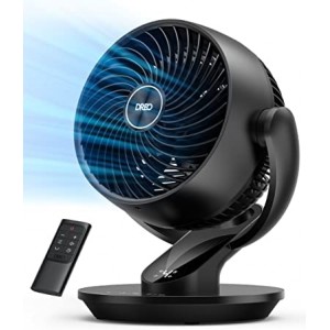 Dreo Table Fans for Home Bedroom, 9 Inch Quiet Oscillating Floor Fan with Remote, Air Circulator Fan for Whole Room, 70ft Powerful Airflow, 120° Adjustable Tilt, 4 Speeds, 8H Timer