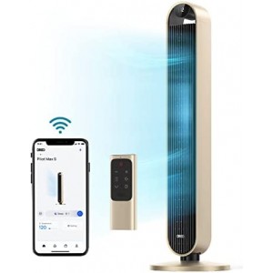 Dreo Smart Tower Fan Voice Control, 120° Oscillating Fan Works with Alexa/Google/App/Remote, 42 Inch, 25dB Quiet DC Bladeless Fan for Bedroom,12 Speeds, Floor Fan for Home, Office, Pilot Max S